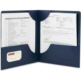 Smead® Lockit Two-Pocket Folder Leatherette Stock 11 x 8-1/2 Dark Blue 25/Box 87982