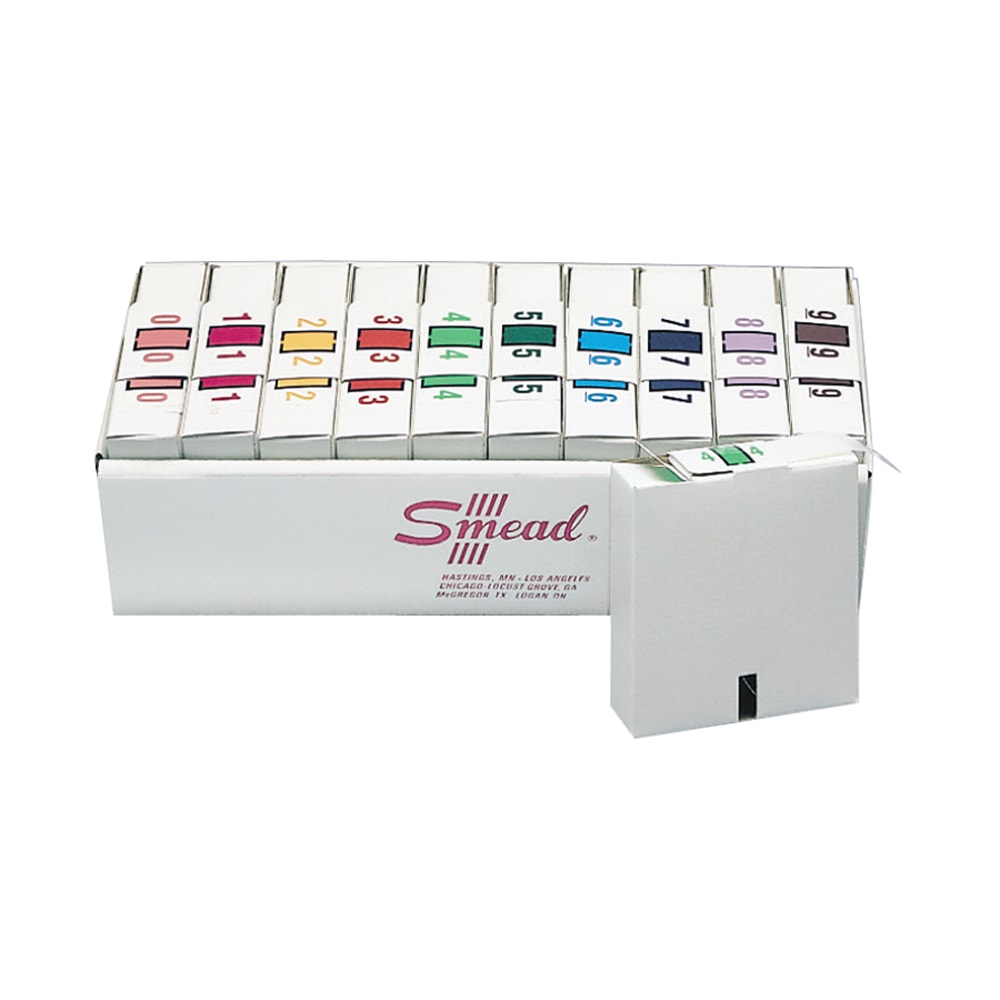 Smead BCCR And BCCRN Bar Style Permanent Color-Coding Label Roll, SMD67380, Assorted, 500 Labels Per Roll, Box Of 10 Rolls MPN:550061