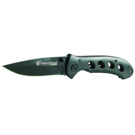 Folding Knife, Drop Point, 3-1/4 In, Grey MPN:SW423GCP