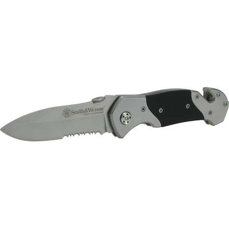 Folding Knife, Drop Point, 4.7 In, Serrated MPN:SWFRS