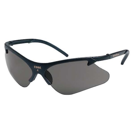 Code 4, Safety Glasses, Anti-Scratch, Gray Lens, Black Frame, Half-Frame MPN:19836