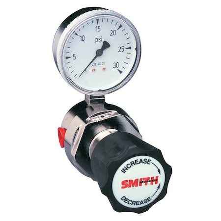 High Purity Gas Regulator, Argon, Helium, Nitrogen, Single Stage, 1/4 in Inlet, 1/4 in Outlet MPN:100-0000