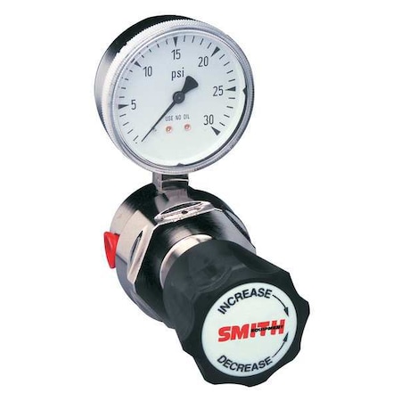 High Purity Gas Regulator, Argon, Helium, Nitrogen, Single Stage, 1/4 in Inlet, 1/4 in Outlet MPN:103-0000
