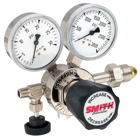 High Purity Gas Regulator, Argon, Helium, Nitrogen, Single Stage, 0.965