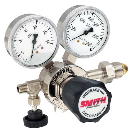 High Purity Gas Regulator, Hydrogen, Methane, Single Stage, 0.825