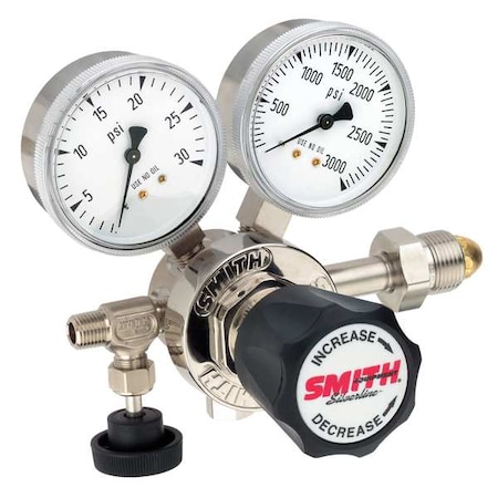 High Purity Gas Regulator, Argon, Helium, Nitrogen, Single Stage, 0.965
