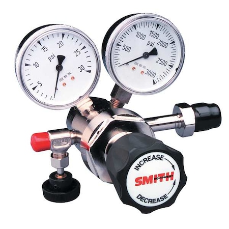 High Purity Gas Regulator, Argon, Helium, Nitrogen, Two Stage, 0.965
