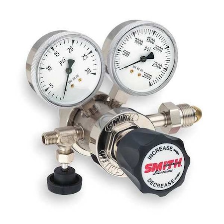 High Purity Gas Regulator, Argon, Helium, Nitrogen, Two Stage, 0.965