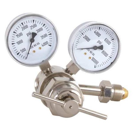 High Pressure Gas Regulator, Argon, Helium, Nitrogen, Single Stage, 0.965