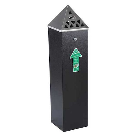 Cigarette Receptacle, Black, 1.75 gal MPN:TBH04