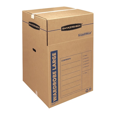 24 in x 24 in x 40 in Moving Box, Kraft, Blue Printing, Kraft Corrugated Board, Single Wall, 32 ECT MPN:7711001