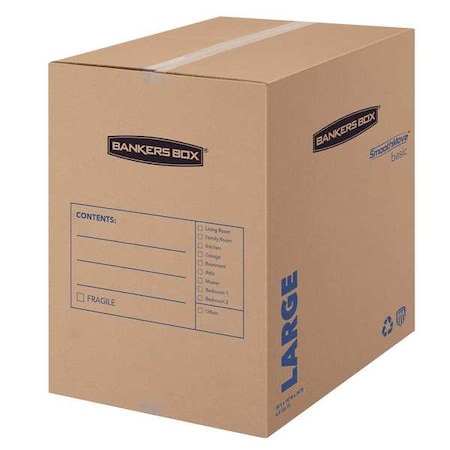 18 in x 18 in x 24 in Moving Box, Kraft, Blue Printing, Kraft Corrugated Board, Single Wall, 32 ECT MPN:7714001