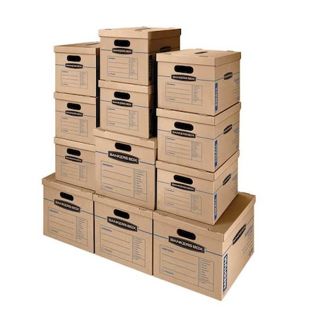 14 in x 15 in x 10 in Moving Box Kit, Kraft, Blue Printing, Corrugate, Double Wall, 32 ECT, 12 PK MPN:7716401