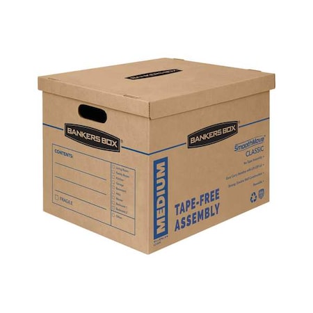 Moving Box, Kraft Corrugated Board, Kraft, Blue Printing, 10 PK MPN:7717204