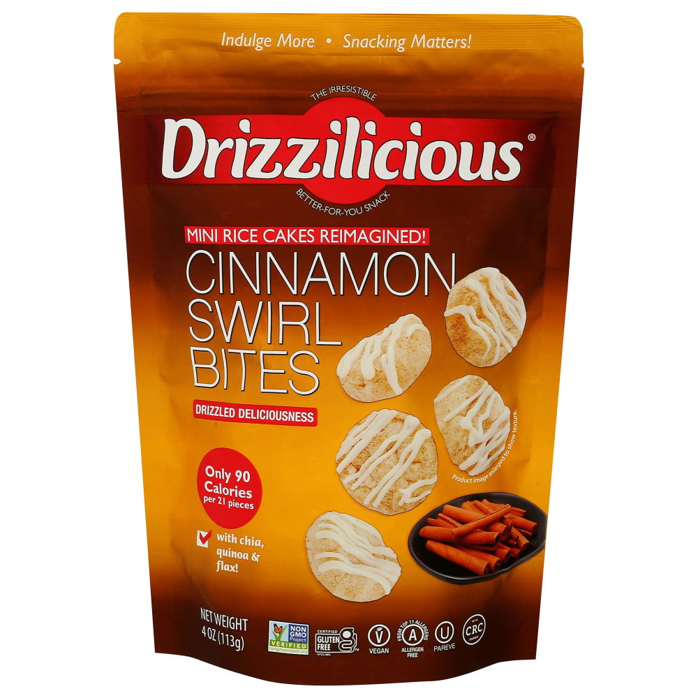 Drizzilicious Mini Rice Cake Bites, Cinnamon Swirl, 4 Oz, Total Qty 12 MPN:1111303