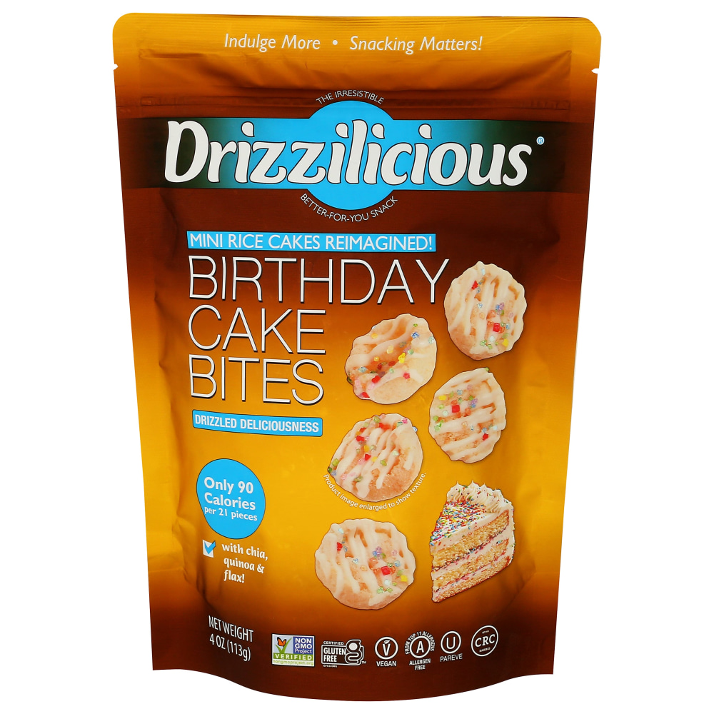 Drizzilicious Mini Rice Cake Bites, Birthday Cake, 4 Oz, Total Qty 12 MPN:1111309