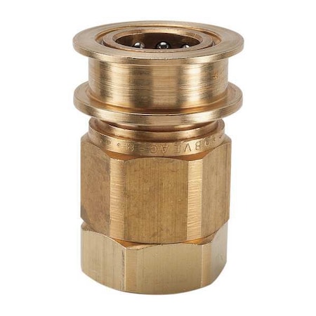 Hydraulic Quick Connect Hose Coupling, Brass Body, Sleeve Lock, 3/4