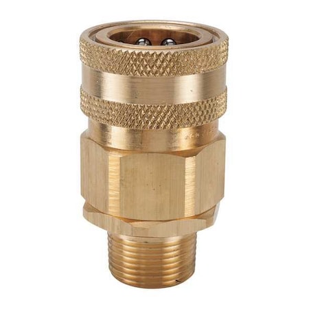 Hydraulic Quick Connect Hose Coupling, Brass Body, Sleeve Lock, 1/4