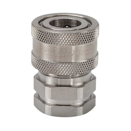 Hydraulic Quick Connect Hose Coupling, 316 Stainless Steel Body, Sleeve Lock, 1/4