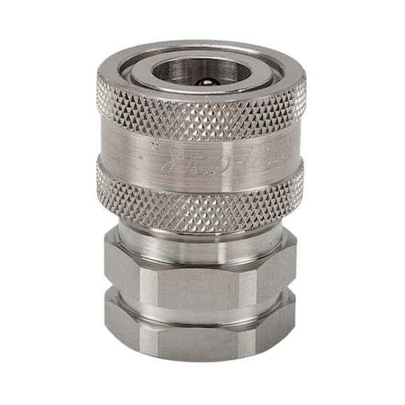 Hydraulic Quick Connect Hose Coupling, 316 Stainless Steel Body, Sleeve Lock, 1/2