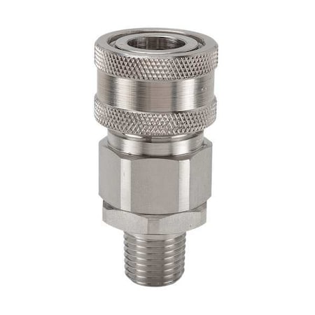 Hydraulic Quick Connect Hose Coupling, 316 Stainless Steel Body, Sleeve Lock, 1/4