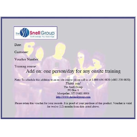 One Additional Person Day of Training MPN:SNELL-ST-ON-ADDL