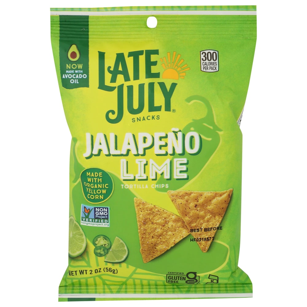 Late July Snacks Tortilla Chips, Jalapeno Lime, 2 Oz, Total Qty 24 MPN:110445