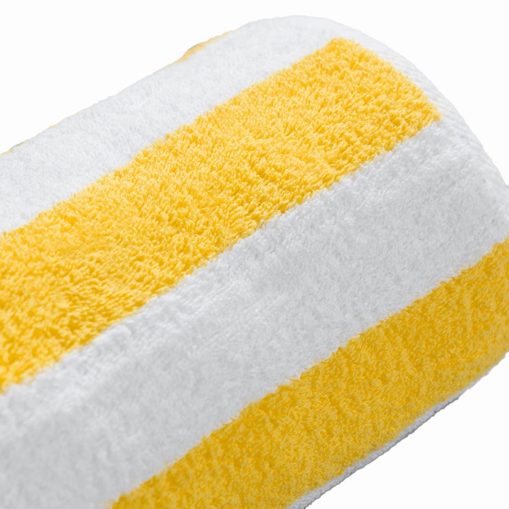 Splash Cabana Stripe Pool Towels, 35in x 70in, Yellow/White, Pack Of 18 Towels MPN:TPT00495