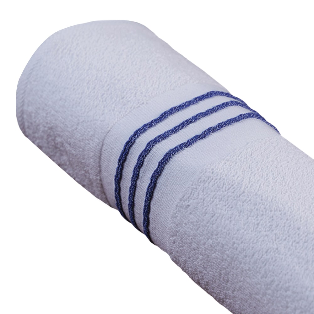 Splash Trio Pool Towels, 30in x 60in, White/Blue Toruga Stripes, Pack Of 30 Towels MPN:TPT00501
