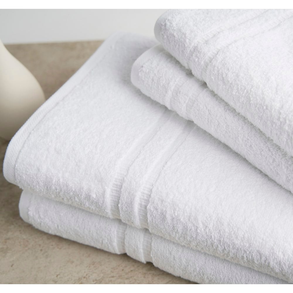 HSM Bath Sheets, Sobellisima, 35in x 70in, White, Oxbridge Dobby Border, Total Qty 16 MPN:TBS00148
