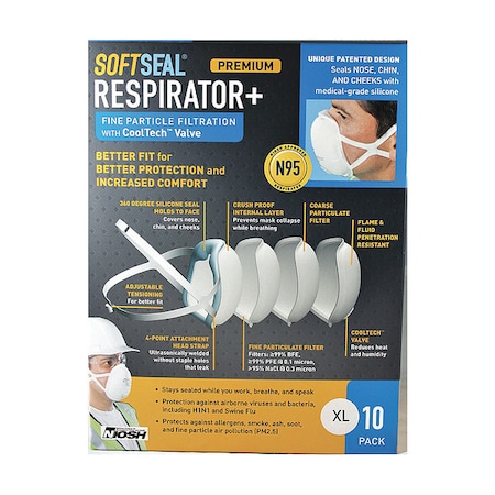 Soft Seal Face Mask, N95, XL, 10PK MPN:16-90082