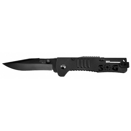 Folding Knife, Clip Point, Black, 3-3/16 In MPN:SJ32-CP