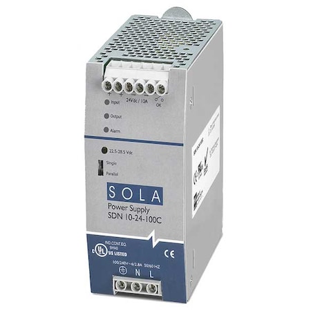 DC Power Supply, 85/264V AC, 24V DC, 240 W, 10 A, DIN Rail MPN:SDN1024100C