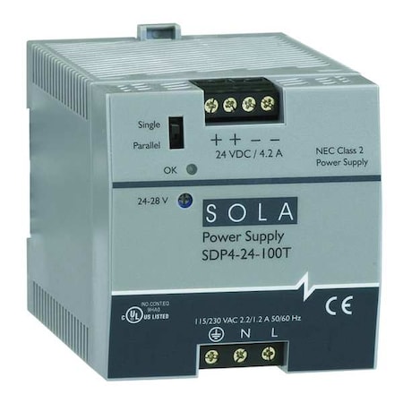 DC Power Supply, 176/264V AC; 85/132V AC, 24/28V DC, 92 W, 3.8 A, DIN Rail MPN:SDP424100LT