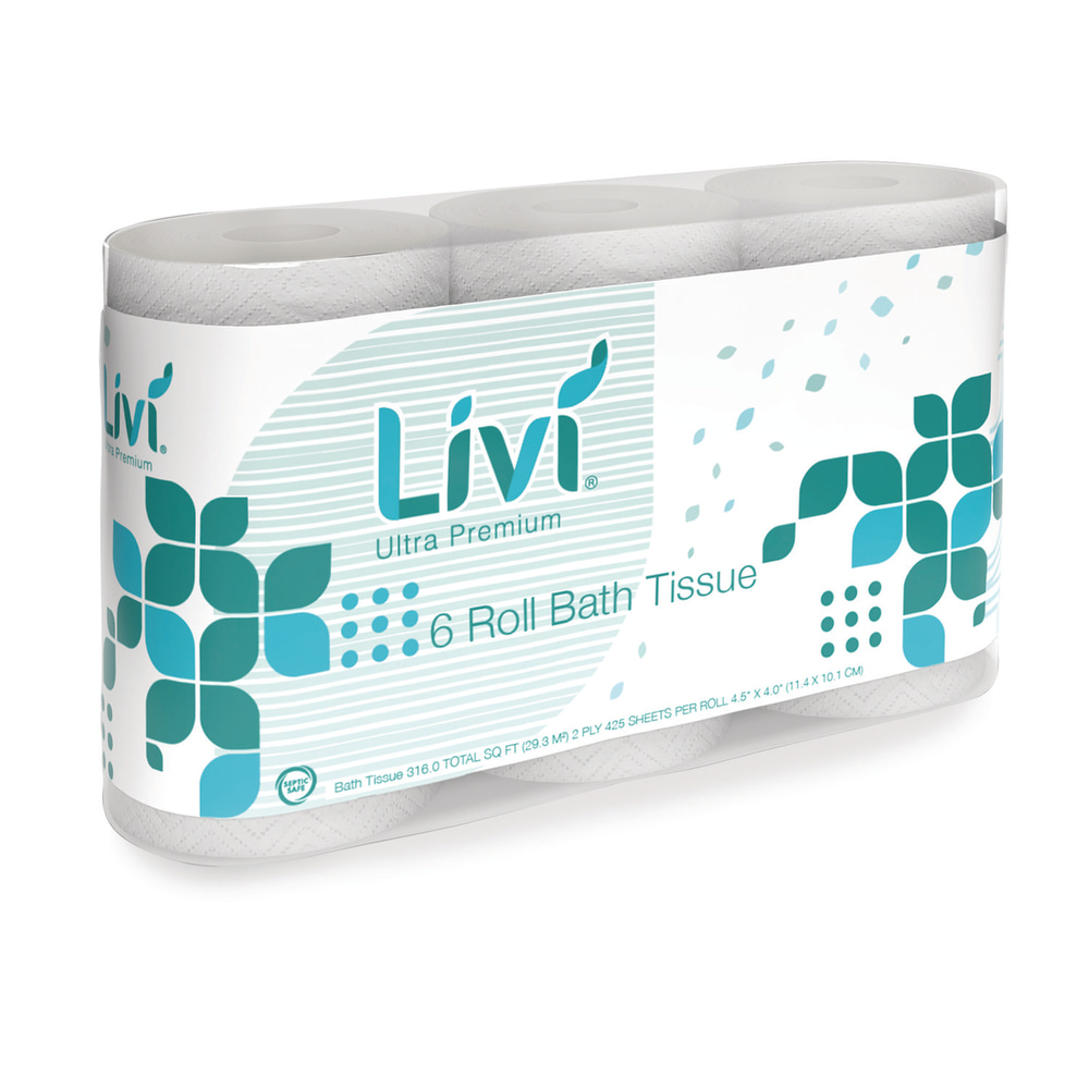 Livi Ultra Premium Bath Tissue, 2-Ply, White, 425 Sheets, 36 Rolls/Carton MPN:292101