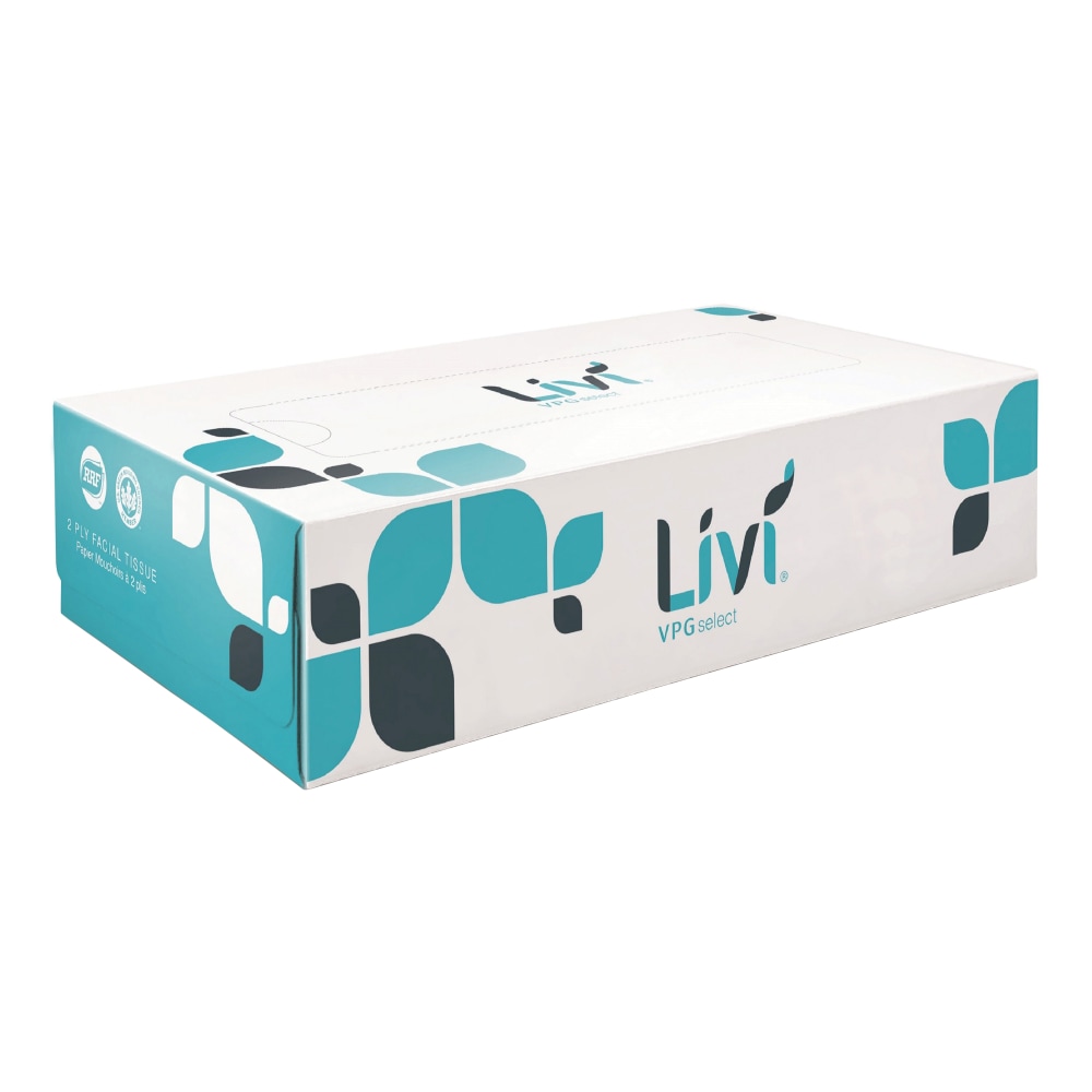 Livi Solaris Paper 2-ply Facial Tissue - 2 Ply - 8.37in x 8.07in - White - Virgin Fiber - Soft, Eco-friendly, Embossed - For Face - 100 Per Box - 30 / Carton (Min Order Qty 2) MPN:11513