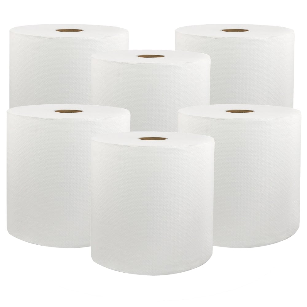 Livi Solaris Paper Hardwound Paper Towels - 1 Ply - 8in x 800 ft - White - Virgin Fiber - Embossed, Absorbent, Durable - For Hand - 6 / Carton (Min Order Qty 2) MPN:46529