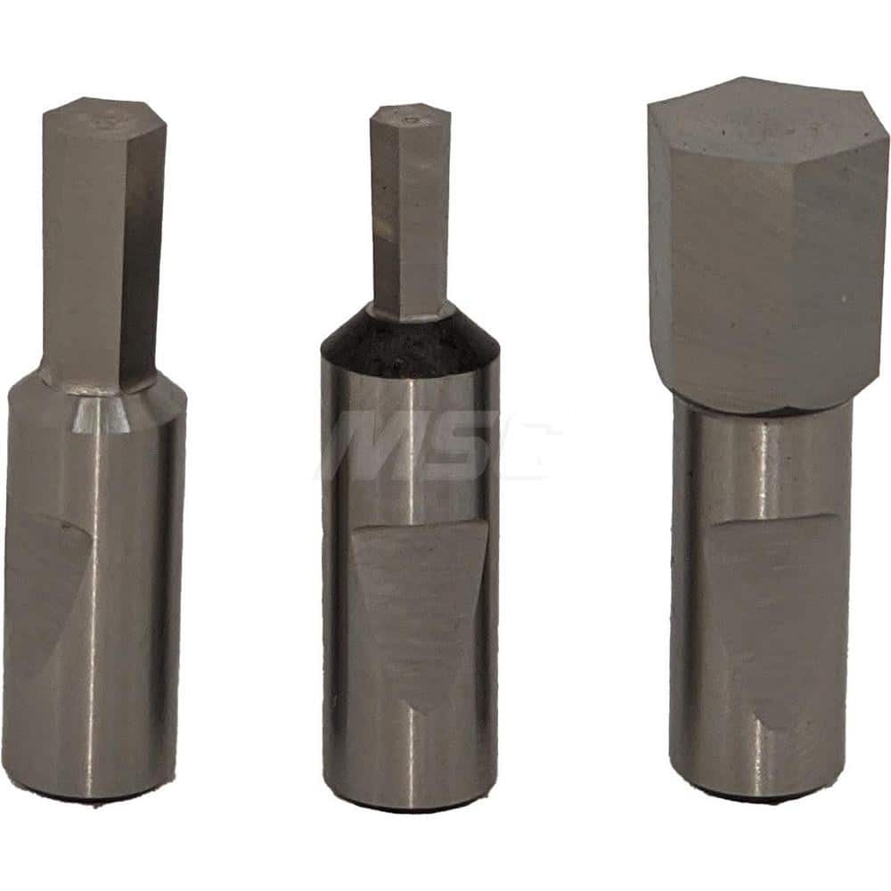 Hexagon Broaches, Hex Size: 0.1875 , Tool Material: High-Speed Steel , Coating: Titanium Nitride , Coated: Coated , Maximum Cutting Length: 0.398in  MPN:HX00-3/16-TIN