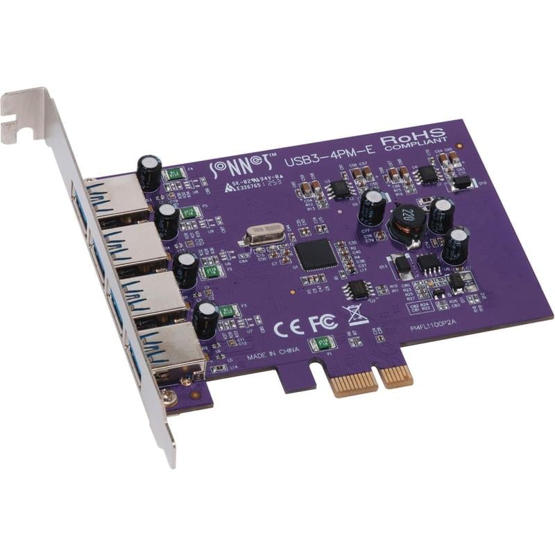 Sonnet ALLEGRO USB 3.0 PCIe (4 ports) - PCI Express - Plug-in Card - 4 USB Port(s) - 4 USB 3.0 Port(s) (Min Order Qty 2) MPN:USB3-4PM-E