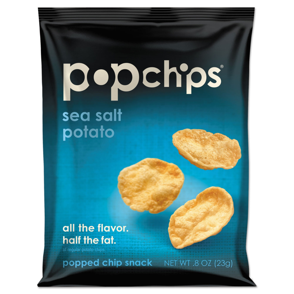 popchips Potato Chips, Sea Salt Flavor, 0.8 Oz Bag, Carton Of 24 Bags MPN:SMC71100