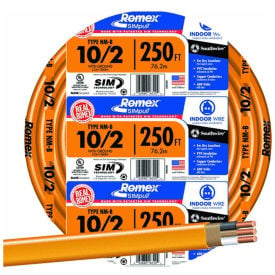 Southwire 28829055 Romex SIMpull ® Cable with Ground Orange 10/2 Awg 30A 250 ft 28829055