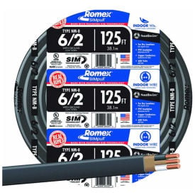 Southwire 28894402 Romex SIMpull ® Cable with Ground Black 6/2 Awg 125 ft 28894402