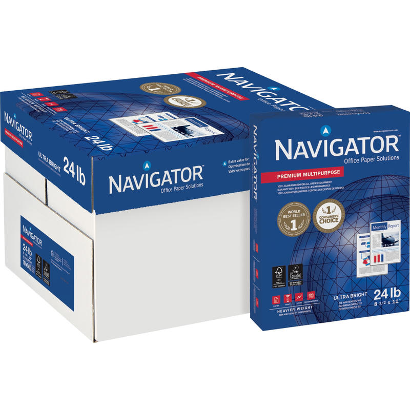 Navigator Multi-Use Printer & Copy Paper, White, Letter (8.5in x 11in), 5000 Sheets Per Case, 24 Lb, 92 Brightness, Case Of 10 Reams MPN:NMP1124