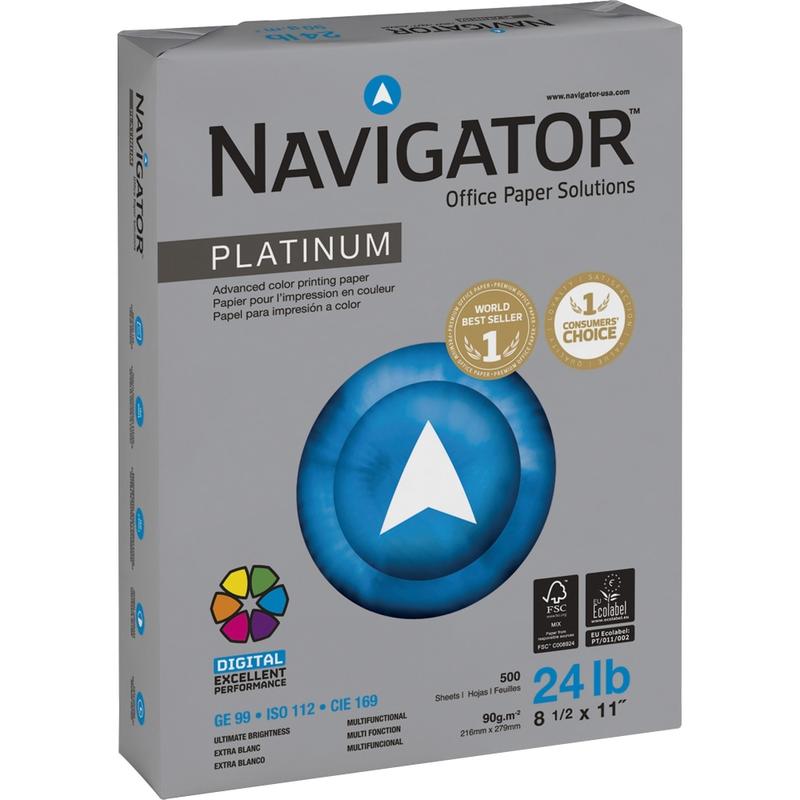 Navigator Platinum Office Multi-Use Printer & Copy Paper, Bright White, Letter (8.5in x 11in), 2500 Sheets Per Case, 24 Lb, 99 Brightness, Case Of 5 Reams (Min Order Qty 2) MPN:NPL11245R