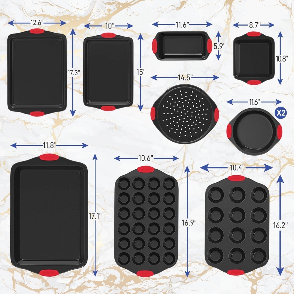 NutriChef 10-Piece Non-Stick Kitchen Oven Baking Pans - 10 Pieces - Baking, Cooking - Dishwasher Safe - NCSBS10S MPN:NCSBS10S