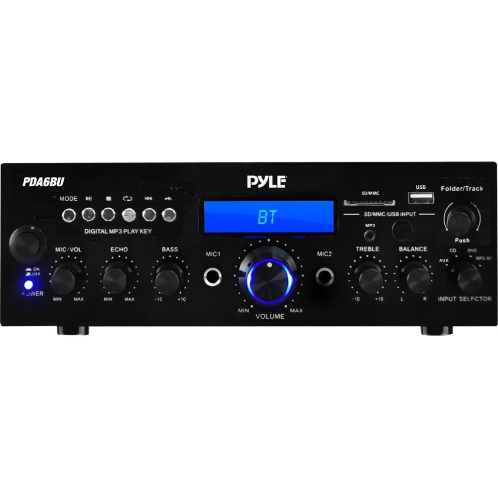 Pyle PDA6BU Amplifier - 200 W RMS - 2 Channel - 20 Hz to 20 kHz - FM - Bluetooth - USB MPN:PDA6BU