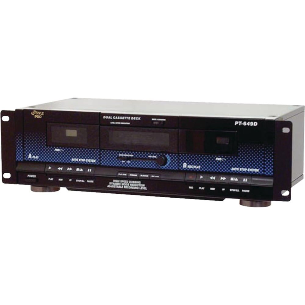 Pyle PylePro PT649D Dual Cassette Deck, 7-3/4inH x 12inW x 19inD MPN:PT-649D
