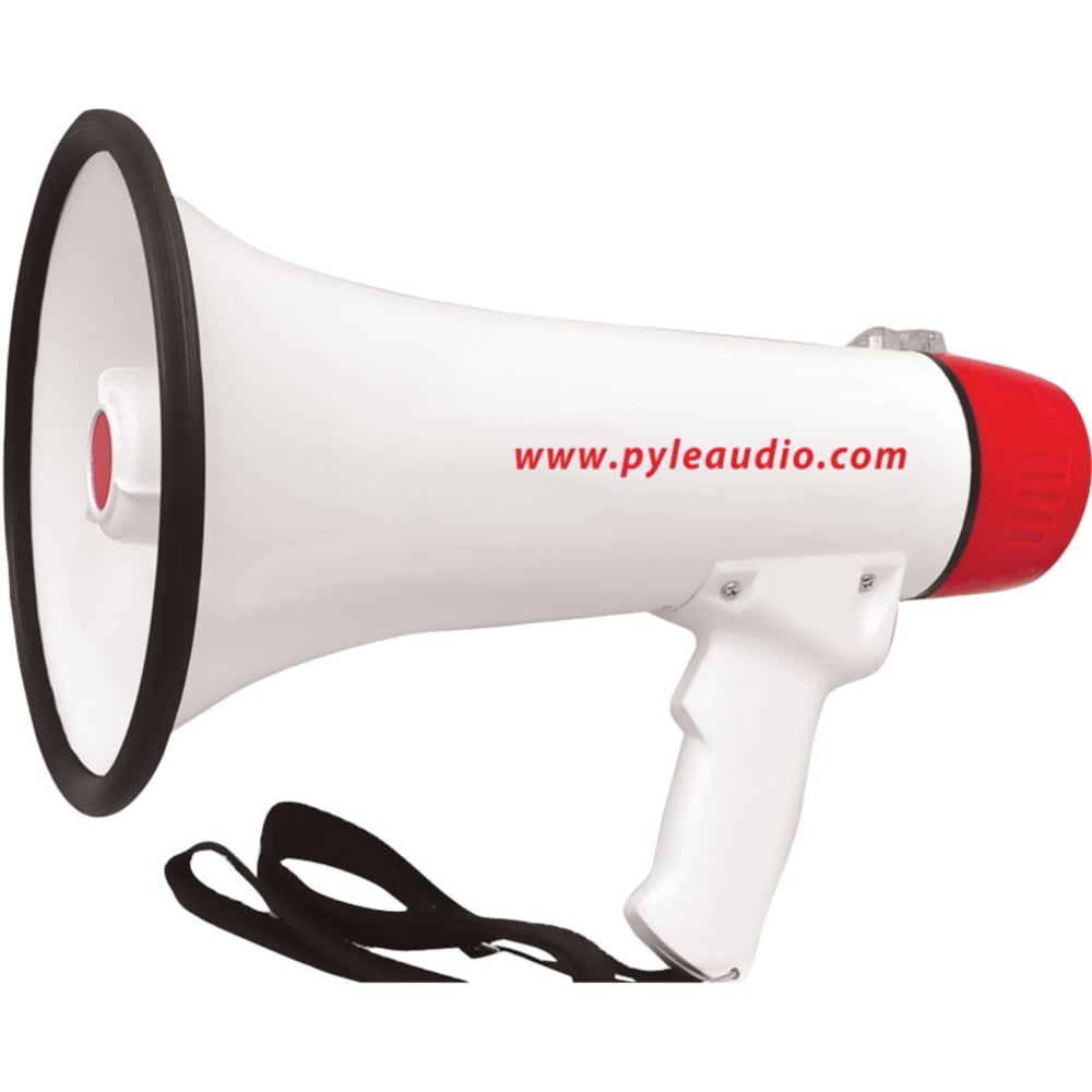PyleHome 40W Professional Megaphone/Bullhorn, 9-1/2inH x 8-1/4inW x 13-1/4inD, White/Red MPN:PMP48IR