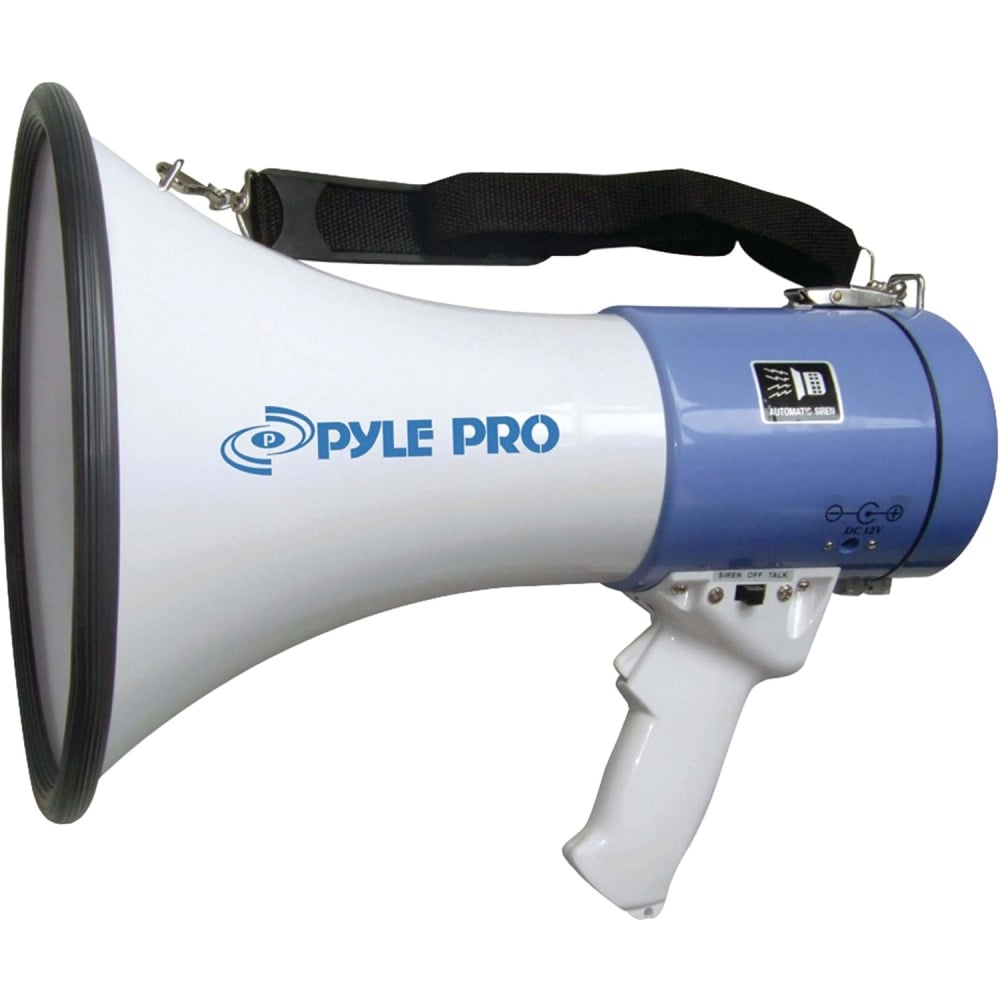 Pyle Professional Piezo 50W Dynamic Megaphone, 9-1/2inH x 9-1/4inW x 13-1/2inD, White MPN:PMP50