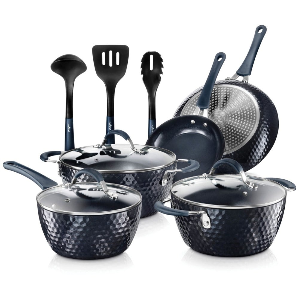 NutriChef Diamond Home Kitchen Cookware Set (Dark Blue) - 11 Pieces - Cooking, Frying, Sauce - 1.70 quart - NCCW11DS MPN:NCCW11DS